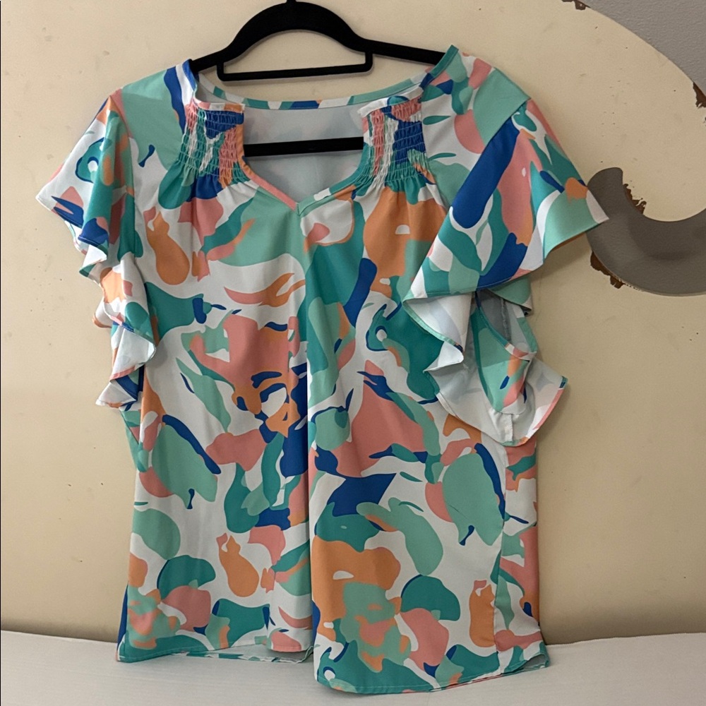 Colorful Abstract Women's Top XL